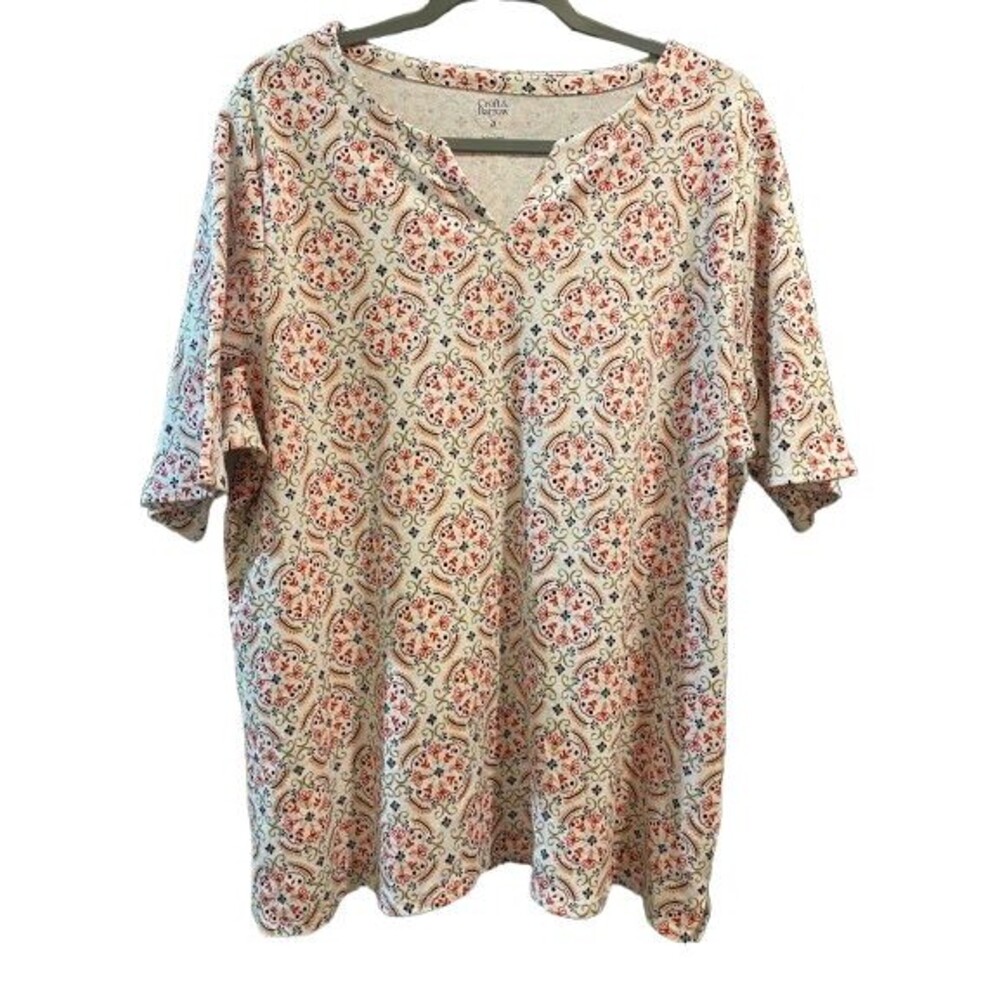 Women's 2X Splitneck Tee Elbow Sleeve Croft & Barrow Cotton T-Shirt